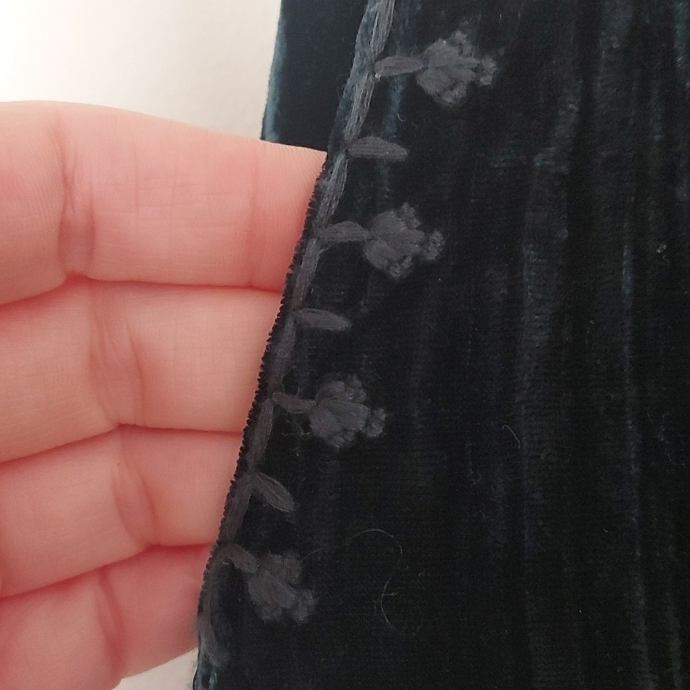 Anthropologie Hei Hei Cropped Wide Leg Crushed Velvet Pants Jewel Blue Size Med - Picture 5 of 10